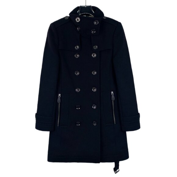 Burberry Black wool double-breasted long-sleeve coat - Picture 1 of 6